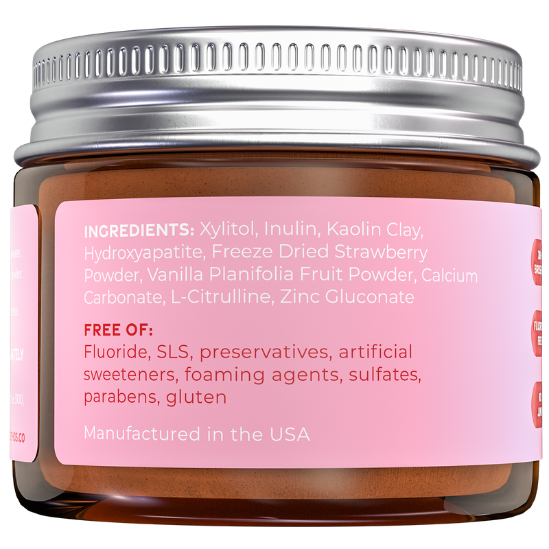 Antiplaque Toothpowder - Fluoride Free (Strawberry Frosting)